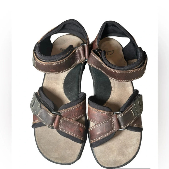 CLARKS sandals men’s size 10 open toe strappy flats - Picture 1 of 6
